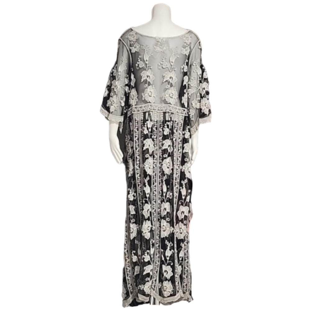 ASHA Gypsy Boho Embroidered Duster L M S Robe Maxi Dress Swim Cover Up Kimono - Picture 7 of 14
